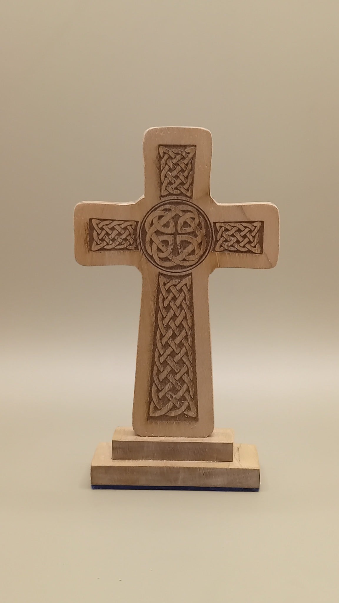 Beech wood Celtic cross handmade by Fly Design