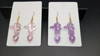 Pink mirror and purple sparkle BOO Halloween earrings handmade by Fly Design