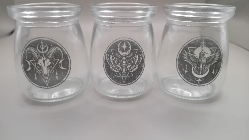 Fly Design engraved glass votive holders
