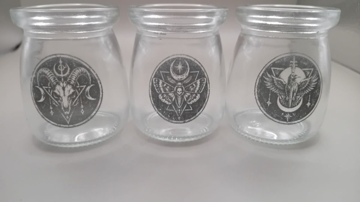 Fly Design engraved glass votive holders