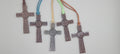 Rustic engraved wooden Celtic cross pendants with assorted faux suede cords